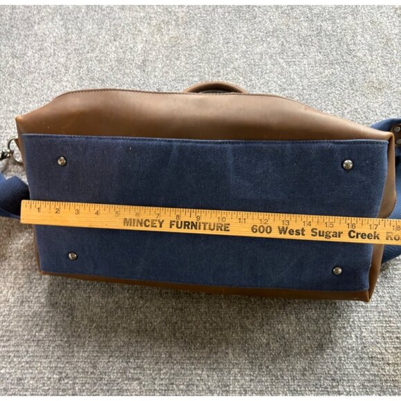 Vykon Activelogix Urban Edge Blue Canvas Brown Leather Travel Bag Handles Strap - Picture 15 of 16